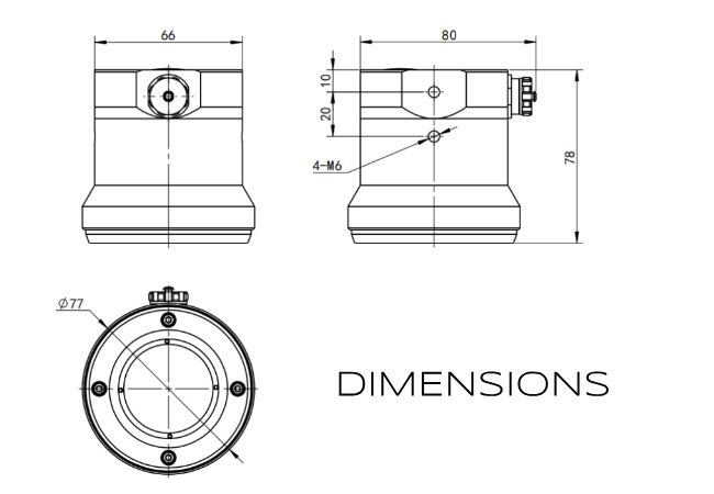 DIMENSIONS OF BT7380N RADAR LEVEL GAUGE